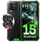 Blackview BV4800 SE Téléphone Portable Incassable 6.56"" Android 15 12Go+64Go 5100mAh Vert avec Airbuds 60