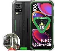 BV4800 SE Téléphone Portable Incassable,Android 15 Smartphone 12Go+64Go,6.56 HD+ 90Hz,Dual SIM 4G Vert avec Smartwatch Blackview W60