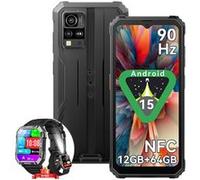 BV4800 SE Téléphone Portable Incassable,Android 15 Smartphone 12Go+64Go,6.56 HD+ 90Hz,Dual SIM 4G Noir avec Smartwatch Blackview W60