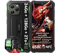 Smartphone Blackview Téléphone Portable Incassable BV5300 Plus Android 13 6,1 128 Go 6580mAh Vert avec Smartwatch Blackview R30(Noir)