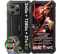 Smartphone Blackview Téléphone Portable Incassable BV5300 Plus Android 13 6,1 128 Go 6580mAh Vert avec Smartwatch Blackview R30(Rose)