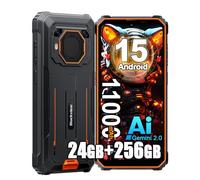 Blackview BV6200 Plus Android 15 Téléphone Portable Incassable (2025), 24Go+256Go/2TB Téléphone Débloqué 4G, 11000mAh, 16MP Caméra AI, 6.56" HD+ Smartphone Incassable Etanche, GPS,NFC,OTG,FM, Orange