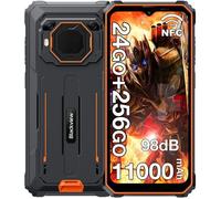 Blackview BV6200 Plus Smartphone Robuste 24Go + 256Go 11000mAh 6.56"" 16MP Téléphone portable Incassable Double SIM 4G NFC GPS Orange
