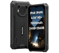 Blackview BV6200 Plus Téléphone Incassable, 24GB+256GB, Batterie 11000mAh, Haut-Parleur Ultra-Fort 3W 98dB, 16MP+13MP, 6,56'' HD+, Android 14 Dual SIM IP68 Étanche Smartphone Débloqué, NFC Noir