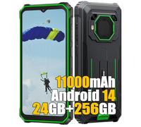 Blackview BV6200 Plus Telephone Portable Incassable, 24Go+256Go/2TB Android 14 Téléphone Débloqué 4G, 11000mAh, 16MP+13MP, 6.56" HD+ Smartphone Incassable Etanche, 4G LTE/GPS/NFC/OTG/FM, Vert