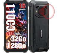 Blackview Téléphone portable BV6200 Plus 6,56" Android 15 24Go+128Go 11000mAh NFC Incassable Noir