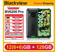 Blackview BV6200 Pro [pas de chargeur UE] Smartphone robuste Android 13 12 Go (6 + 6) 128 Go 13000 mAh 6,56", 13 MP, double SIM 4G GPS vert