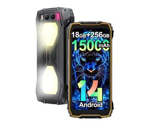 Blackview BV7300, G81 Octa Core 18Go+256Go Telephone Portable Incassable, Téléphone Débloqué, 15000mAh, 50MP+20MP+32MP, 6.67" HD+ Smartphone Incassable Etanche, Dual 4G LTE,GPS,NFC,OTG,FM, Jaune