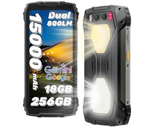 Blackview BV7300 Téléphone Portable Incassable, 15000mAh/538g Smartphone Incassable Android 14, 18Go+256Go/TF 2To, 50MP+20MP Vision Nocturne, 700Nits Telephone, NFC/Fingerprint/Double Lampe de Camping