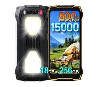Blackview BV7300 Téléphone Portable Incassable 2025, 18Go+256Go Android 14 Téléphone Débloqué, 15000mAh, 2*800LM Lampe de Camping, 6.67", 50MP Smartphone Incassable Etanche IP68,4G LTE,NFC,OTG,Orange