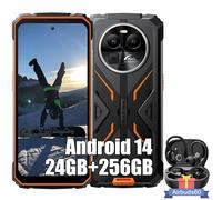 Blackview BV8100 Smartphone Incassable 6,5" Android 14 (8+16)Go+256Go 50MP+32MP 8800mAh Orange avec Écouteurs Bluetooth Airbuds 60(Noir)
