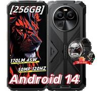Oscal S80 Téléphone Portable Incassable Android 12 13000mAh 10Go RAM+128Go ROM/SD-1To 12MP+8MP 6.583"" NFC Face ID Dual SIM 4G -Noir