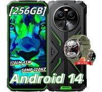Oscal S80 Téléphone Portable Incassable Android 12 13000mAh 10Go RAM+128Go ROM/SD-1To 12MP+8MP 6.583"" NFC Face ID Dual SIM 4G -Vert