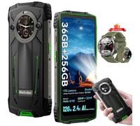 Blackview BV8200 smartphone incassable double écran 6,5"" 256 Go 12 Go RAM 8800 mAh Vert + smartwatch W50 Pro
