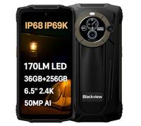 Blackview BV8200 Smartphone Incassable, Lampe Torche 170 Lumens, Double Écran, Helio G100 36GB+256GB, 6,5'' 120Hz 2.4K FHD+, Caméra AI 50MP, IP68 IP69K Android 14 Téléphone Étanche, GPS NFC Noir