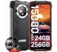 Smartphone Blackview BV9300 Pro Téléphone Portable Incassable 6.7 24Go+256Go 15080mAh Orange avec Smartwatch Blackview W50(Noir)