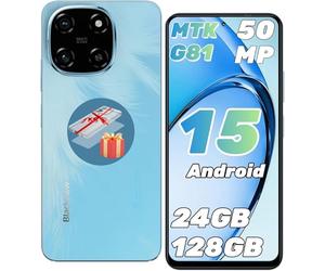 Blackview Color 6 Smartphone Pas Cher 24(8+16) Go+128Go/2TB, Octa-Core, 6.67" 90Hz, 50MP+13MP, Telephone Portable Pas Cher Android 15 5000 mAh, Téléphone Double SIM/OTG/Fingerprint/Prise Casque 3,5mm