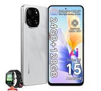 Blackview COLOR 6 Téléphone Débloqué 24Go+128Go/2To 6.67"" 50MP+13MP 5000mAh Android 15,Dual SIM- Blanc avec R50 montre intelligente