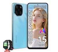 Blackview COLOR 6 Téléphone Débloqué 24Go+128Go/2To 6.67"" 50MP+13MP 5000mAh Android 15,Dual SIM-Bleu avec R50 montre intelligente