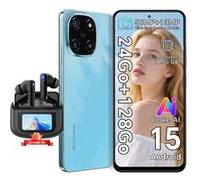 Color 6 Téléphones mobiles, 24Go(8 + 16)+128Go/2To, 5000mAh/18W, Dual SIM, Android 15, 5G, Bleu - Blackview Airbuds 12 Noir