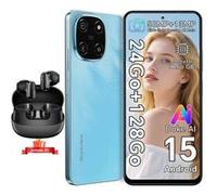 Blackview Color 6 Téléphones mobiles, 24Go(8 + 16)+128Go/2To, 5000mAh/18W, Dual SIM, Android 15, 5G, Bleu - Blackview Airbuds 20 Noir Bleu