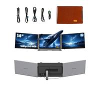 Blackview DCM6 | Moniteur Portable Double 14" Full HD IPS | Gris/Noir | 1080P IPS | Plug & Play | 300 Nits | 100W PD | USB-C | Windows/macOS/Android/Linux | Garantie de 2 ans