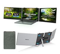Blackview DCM6 PRO Moniteur Portable, Extenseur de PC Portable Double Écran 14 Pouces, Full HD, Moniteur de PC Portable Triple Écran, Compatible avec PC Portables 13-17,3 Pouces