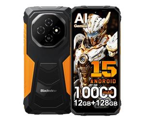 Blackview Fort 1 Android 15 Téléphone Portable Incassable, 12Go+128Go/2TB Téléphone Débloqué,10000mAh,16MP Caméra AI, 6.56" HD+ Smartphone Incassable Etanche, Dual SIM 4G,GPS,NFC,OTG,5G WiFi,Orange