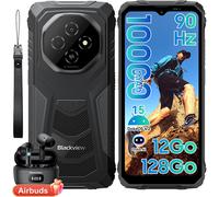 Blackview FORT 1 Smartphone Incassable 6.56"" 12Go+128Go 10000mAh Android 15 NFC Noir avec Blackview Airbuds 8