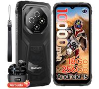 Blackview FORT 1 Smartphone Incassable 6.56"" 18Go+256Go 10000mAh Android 15 NFC Noir avec Blackview Airbuds 8