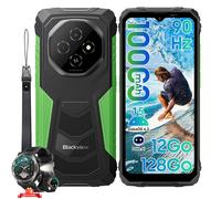 Blackview FORT 1 Smartphone Portable Incassable 6.56"" 12Go+128Go 10000mAh Android 15 NFC Vert avec W50pro montre intelligente Noir