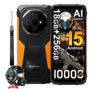 Blackview FORT 1 Smartphone Portable Incassable 6.56"" 18Go+256Go 10000mAh Android 15 NFC Orange avec W50pro montre intelligente