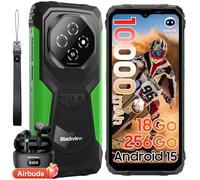 Blackview Fort 1 Telephone Incassable Android 15, Batterie 10000mAh Telephone Portable Incassable 2025, 18Go+256Go/TF 2To, 6,56''HD+, Caméra AI 16MP, NFC/OTG/Doke AI/Fingerprint/2Ans Garantie