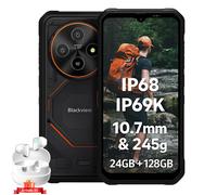 Blackview Fort 2 Smartphone Incassable 6.56" 24Go+128Go 5000mAh 16MP AI Caméra Téléphone Android 15 NFC-Noir avec Airbuds 20-Blanc
