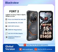 Blackview Fort 2 téléphone robuste Android 15 Smartphone, écran 6,56 pouces HD + 90 Hz, caméra étanche IP69K 16MP + 13MP, NFC/OTG/GPS Noir - 8 Go 256 Go