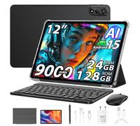 Blackview Mega 2 12 Pouces Tablette avec Clavier+Souris, Android 15 24Go+128Go Gaming Tablette Tactile,2.4K FHD+, Widevine L1, 9000mAh, 4G LTE 5G WiFi Tablet PC Mode,OTG,Étui,Stylet Intelligent, Noir