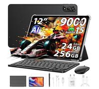 Blackview Mega 2 12 Pouces Tablette avec Clavier+Souris, Android 15 24Go+256Go Gaming Tablette Tactile, Widevine L1, 9000mAh, 2.4K FHD+, 4G LTE 5G WiFi Tablet PC Mode,OTG,Étui,Stylet intelligent, Noir