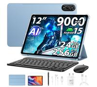 Blackview Mega 2 12 Pouces Tablette avec Clavier+Souris, Android 15 24Go+256Go Gaming Tablette Tactile, Widevine L1, 9000mAh, 2.4K FHD+, 4G LTE 5G WiFi Tablet PC Mode,OTG,Étui,Stylet Intelligent, Blu