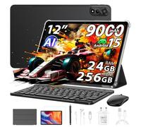 Blackview Mega 2 12 Pouces Tablette avec Clavier+Souris, Android 15 24Go+256Go Gaming Tablette Tactile, Widevine L1, 9000mAh, 2.4K FHD+, 4G LTE 5G WiFi Tablet PC Mode,OTG,Étui,Stylet intelligent, Noir