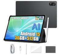 Blackview Mega 8 Tablette 13 Pouces Android 15, 36Go+512Go/TF 2To, Haut-parleurs Quad-Box, 2K FHD+ Tablette Tactile, 4G Dual SIM WiFi 5G, 50MP+13MP, 11000mAh, Mode PC/Coque/Stylet Intelligent/Noir