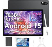 Blackview Mega 8 Tablette Tactile 13.0"" 90Hz Écran 36 Go + 512 Go 11000mAh 50MP Android 15 Dual SIM 4G Tablette PC GPS - Noir