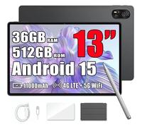 Blackview MEGA 8 Tablette Tactile 13"" 90Hz, Gemini AI, Android 15 36 Go RAM 512 Go/SD 2 To,11000mAh,50MP+13MP,Wifi Dual Sim - Gris