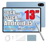 Blackview MEGA 8 Tablette Tactile 13"" 90Hz, Gemini AI, Android 15 36 Go RAM 512 Go/SD 2 To,11000mAh,50MP+13MP,Wifi Dual Sim - Bleu