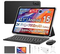Blackview Mega2, 12 Zoll, 2K Display, FHD Tablet, 2025, 24(8+16) GB+256GB 2TB Erweiterbar, Dual 4G, 5GWiFi, 9000mAh, 2025 Android 15, Widevine L1