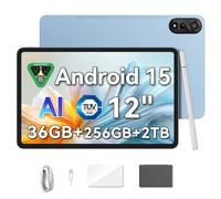 Blackview Mega2 Tablette Android 15, 12 Pouces Tablette 36GB RAM 256GB ROM/2TB TF, Octa-Core T615 Tablette FHD+ 2K Écran, 9000mAh, Caméra AI 16MP + 8MP, Widevine L1, GPS, Bluetooth, Stylet Pen