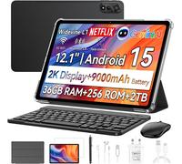 Blackview Mega2 Tablette 12" 2K FHD - Android 15 (2025), 24(12+24) Go + 256 Go, Extensible jusqu’à 2 To, Dual 4G, Wi-Fi 5G, Batterie 9000 mAh, Certification Widevine L1