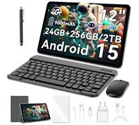 Blackview Mega2 Tablette 12" Android 15 avec Clavier, écran 2K FHD, 24 Go/256 Go, Octa-Core T615, 4G LTE Dual-SIM + 5G WiFi, Batterie 9000 mAh, WideVine L1, Reconnaissance faciale, Deux caméras, GPS