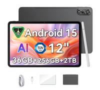 Blackview Mega2 Tablette Android 15, 12 Pouces Tablette 36GB RAM 256GB ROM/2TB TF, Octa-Core T615 Tablette FHD+ 2K Écran, 9000mAh, Caméra AI 16MP + 8MP, Widevine L1, GPS, Bluetooth, Stylet Pen