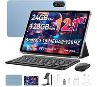 Blackview Mega2 Tablette Android 15 12" 24 Go de RAM + 128 Go de ROM, 120 Hz 2K FHD Tablette de jeu avec clavier, souris, stylet, casque, 4G LTE+5G, WiFi, 9000 mAh, WideVine L1, double caméra, Face ID