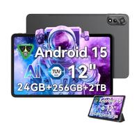 Blackview Mega2 Tablette Android 15 2024, 12 (4+8) Go + 256 Go 2 To, modèle Wi-Fi 6, tablette de 12" avec écran HD + IPS, 9000 mAh, deux haut-parleurs et appareil photo, BT5.3, Google GMS, processeur